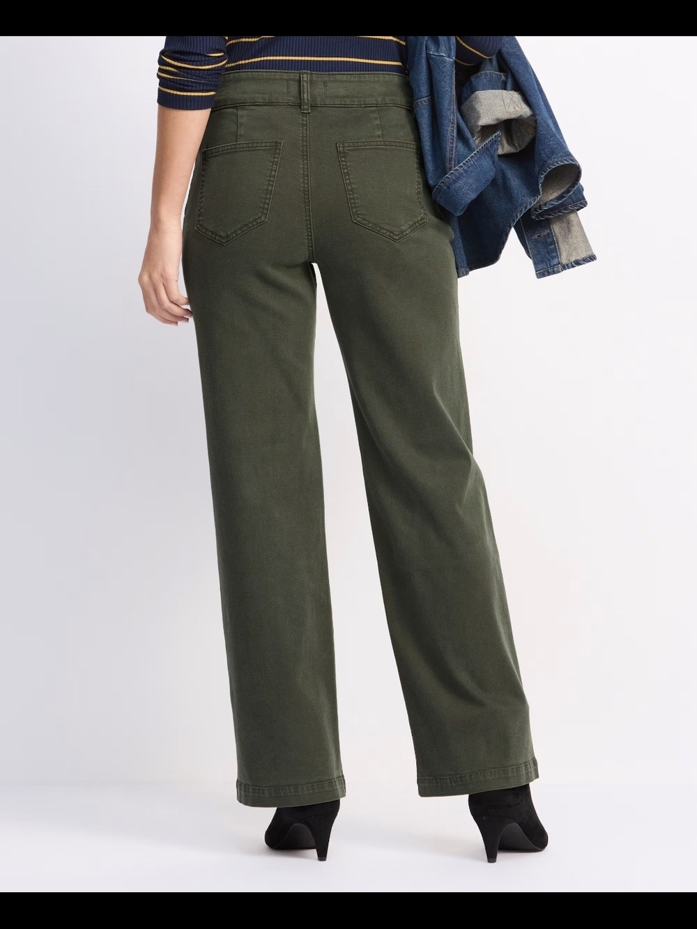 Studio Blue High-Rise Bootcut Pants in Olive - Picture 3 of 5